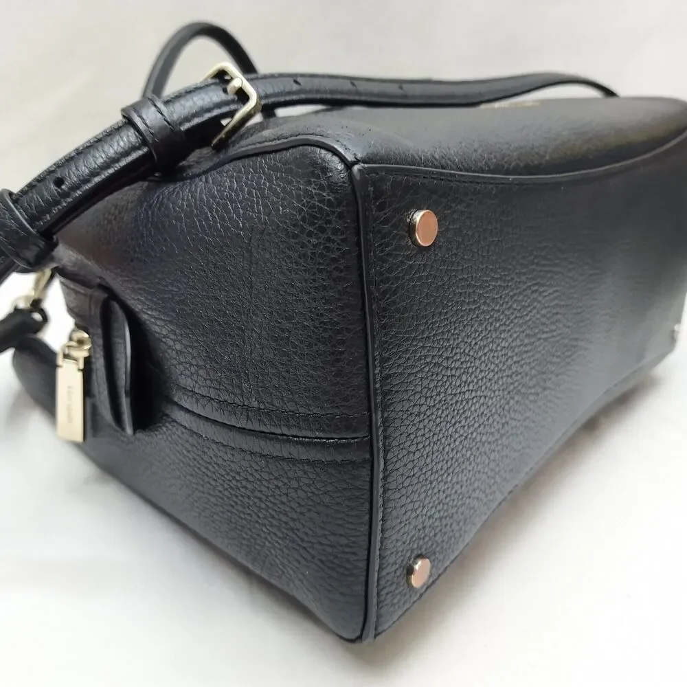 Kate Spade New York Black Leather Double Handles Zipper Closure Satchel Bag